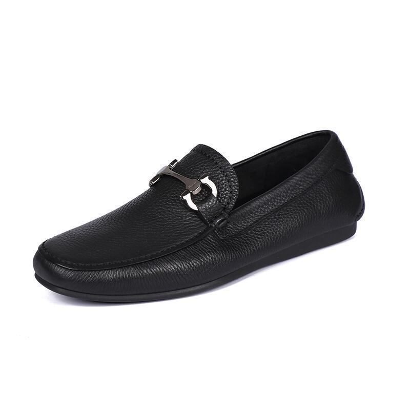 Salvatore Ferragamo 萨瓦托·菲拉格慕 男士牛皮平底休闲皮鞋 0688147 黑色 7.5
