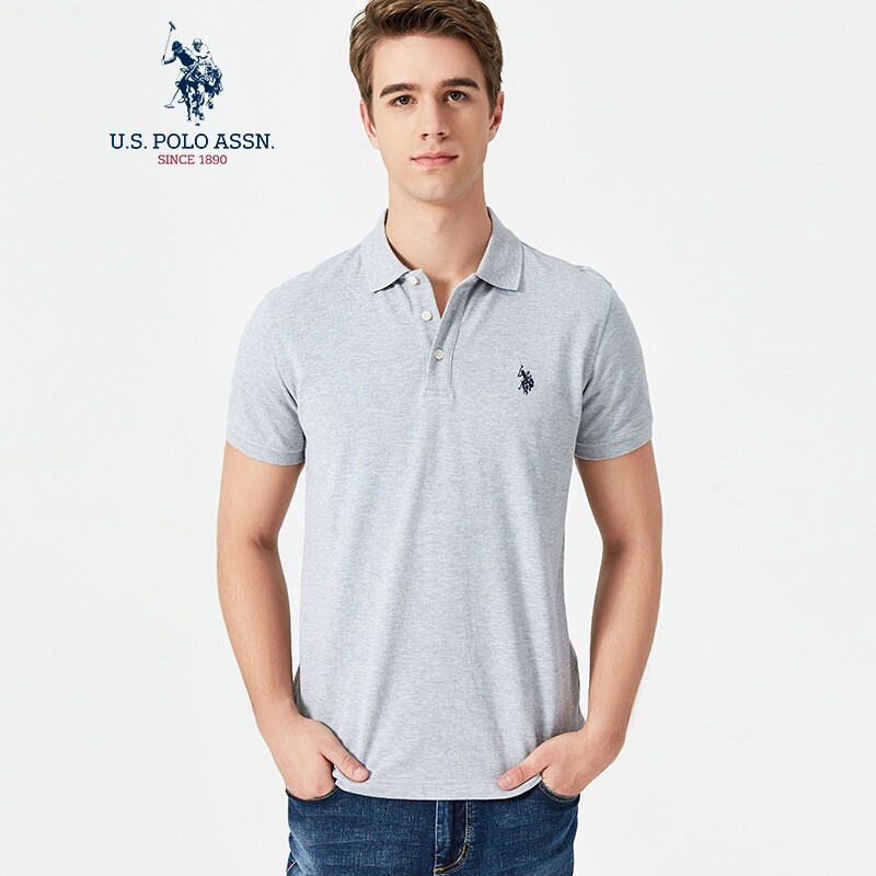 【2019春夏新品】U.S. POLO ASSN.美国马球协会男士polo衫春夏新品纯色短袖保罗衫 墨绿色 XXL 185/2XL 浅灰色