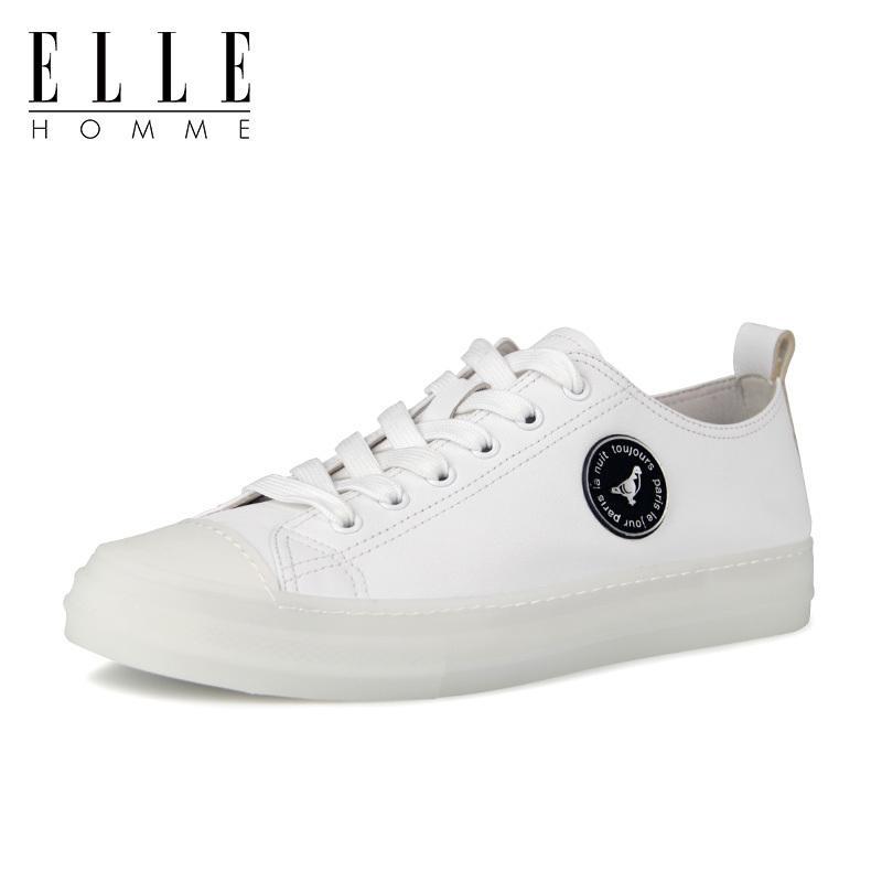 ELLEHOMME2019春夏新款休闲鞋时尚板鞋贝壳头头层牛皮鞋子_2 白色-HJH98190270 37码