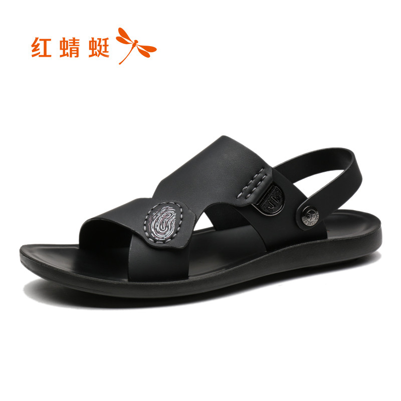 红蜻蜓男鞋2019夏季新款男士休闲套脚沙滩休闲鞋舒软凉鞋外穿 黑色 42码