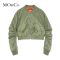 MOCO冬季纯色立领修身短款轻薄棉服外套女摩安珂 M/165 浅军绿色