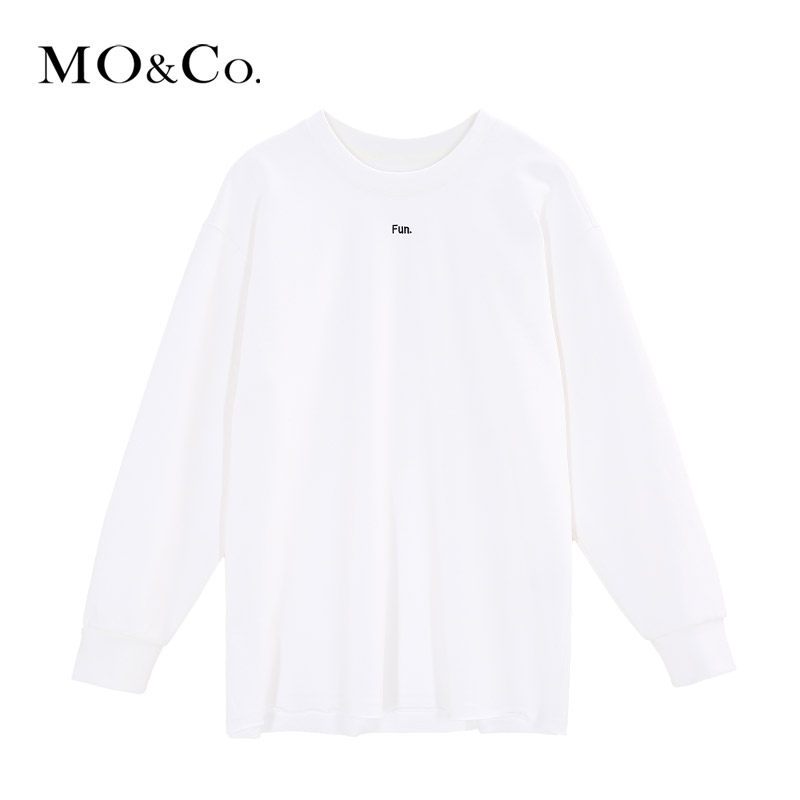 MOCO2018春季狗年手绘图案套头长袖卫衣摩安珂 XS/155 本白色