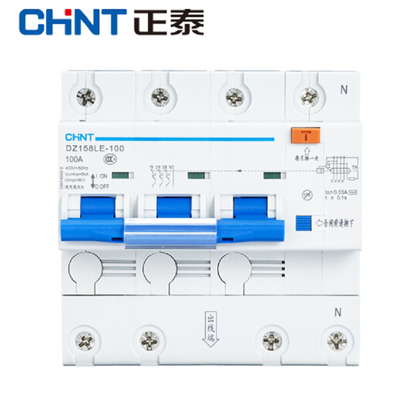 正泰DZ158LE 3P+N 100A剩余电流动作断路器 bd