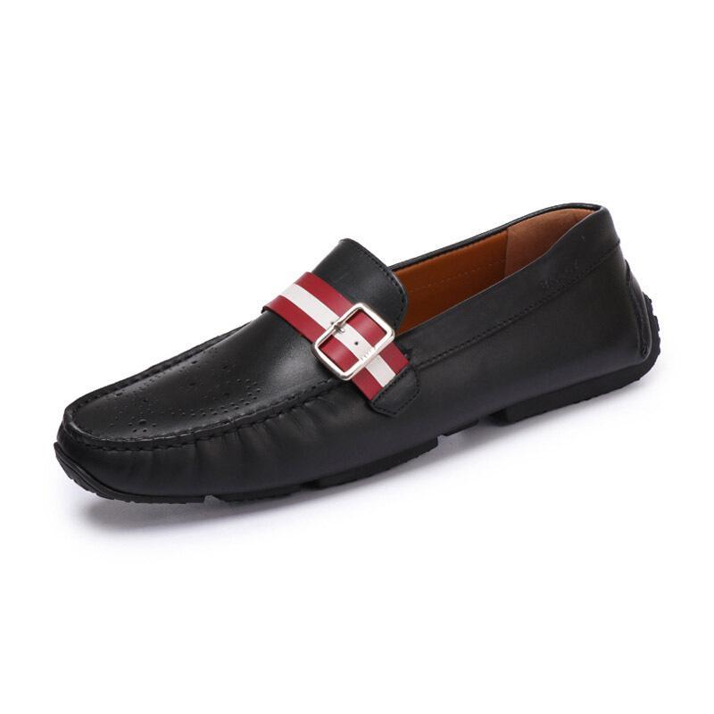 Bally 巴利 男士皮质休闲皮鞋 PILCHER 240-黑色红白条纹 7
