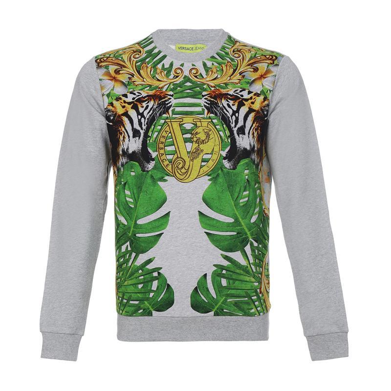Versace Jeans 范思哲 男士棉质圆领套头衫 B7GPB7F8 36636 810-灰色底彩色印花 M