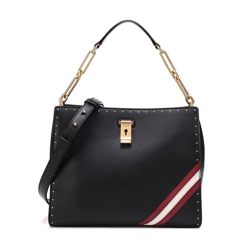 Bally 巴利 女士皮质手提单肩包 LISE TR 10-黑色红白条纹