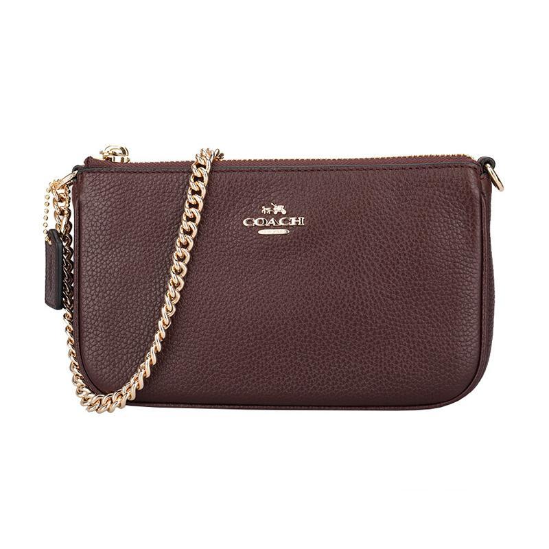 COACH 蔻驰 女士抛光鹅卵石纹皮革NOLITA 19腕包手拿包 53077 LIOXB-暗深红色