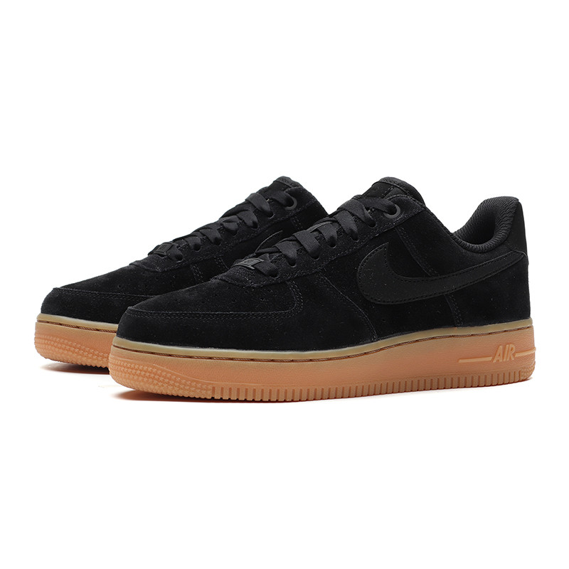 NIKE女鞋板鞋AF1空军一号麂皮厚底低帮休闲运动鞋AA0287 AA0287-002黑+黑+橡皮中褐+象牙白 36.5码