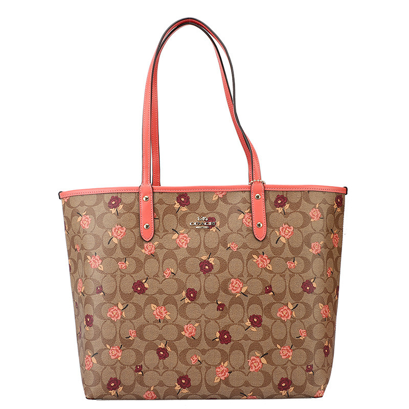 COACH 蔻驰 托特包双面 女包 女士 PVC手提单肩双面托特包奢侈品 卡其印花