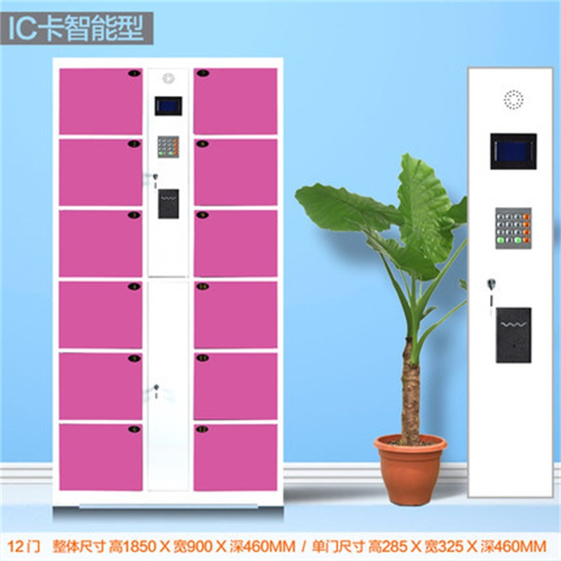 鑫环境 精品加厚12门18门存包柜超市商场电子存包柜自助智能寄存柜扫码解锁储物柜健身房寄存柜浴场存物柜机场存物柜 白红12门刷卡解锁