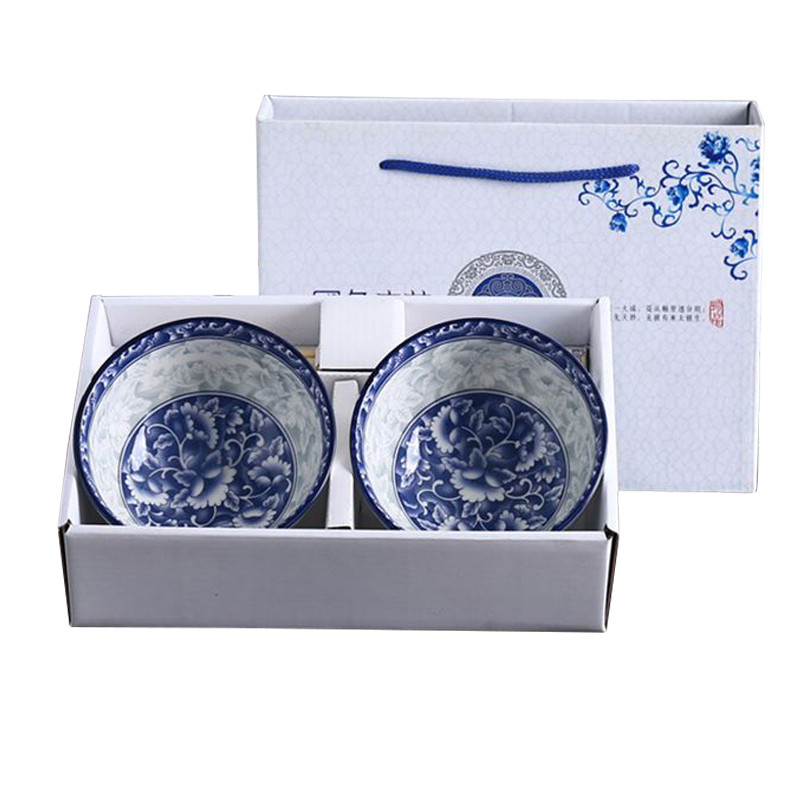 企业定制SCP 青花瓷碗筷套装 SCP-4271 （两碗两筷） 高尔夫陶瓷碗套装活动礼品(套)