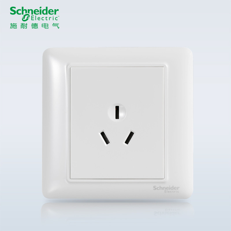 施耐德电气(Schneider Electric)睿意经典白 开关插座面板 86型面板家用墙壁式 经典白 三孔插座10A