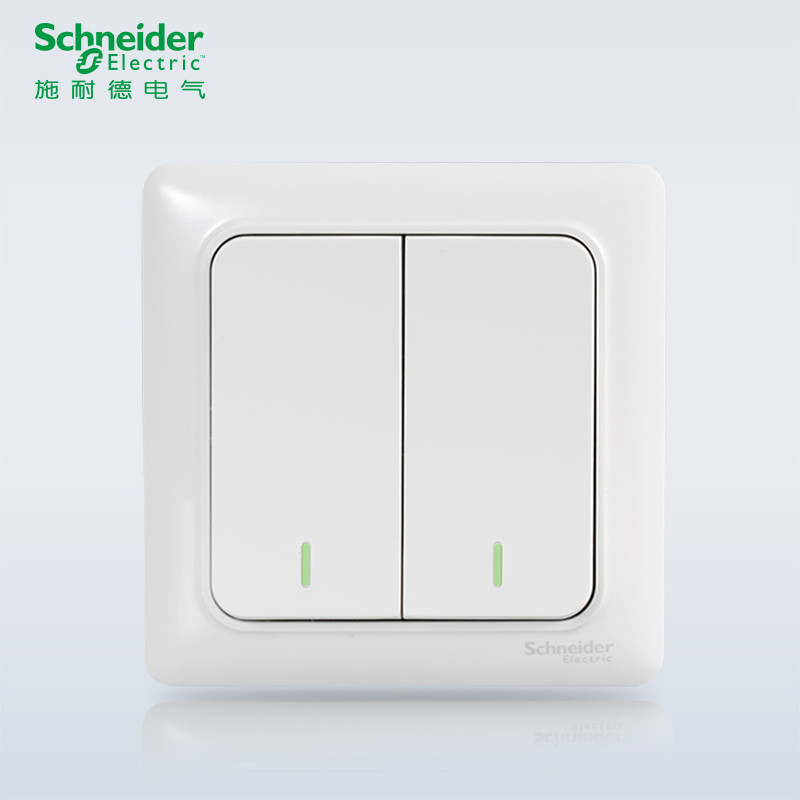 施耐德电气(Schneider Electric)睿意经典白 开关插座面板 86型面板家用墙壁式 经典白 双联双控