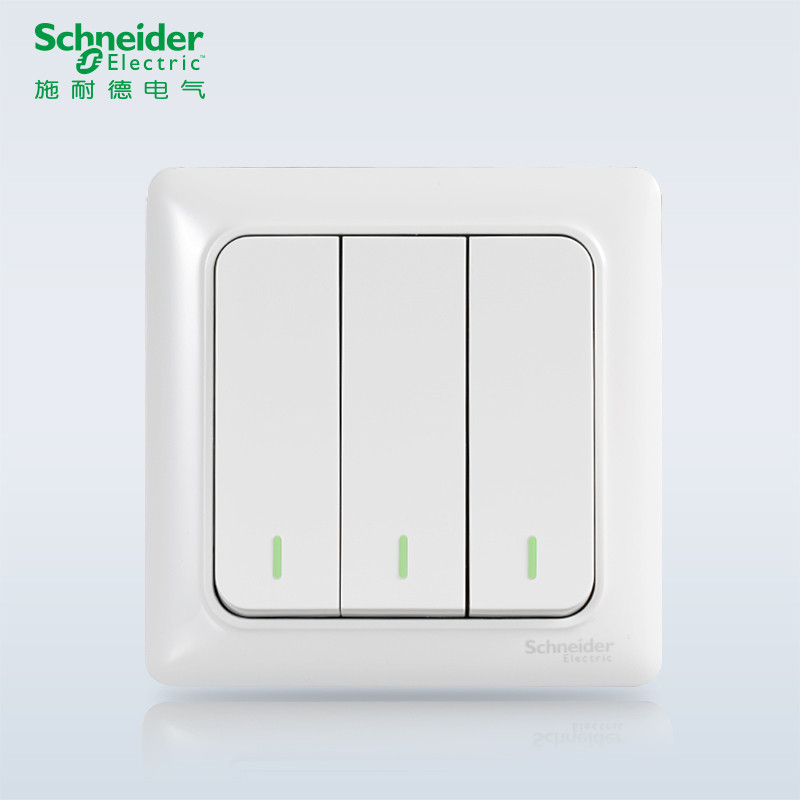 施耐德电气(Schneider Electric)睿意经典白 开关插座面板 86型面板家用墙壁式 经典白 三联双控