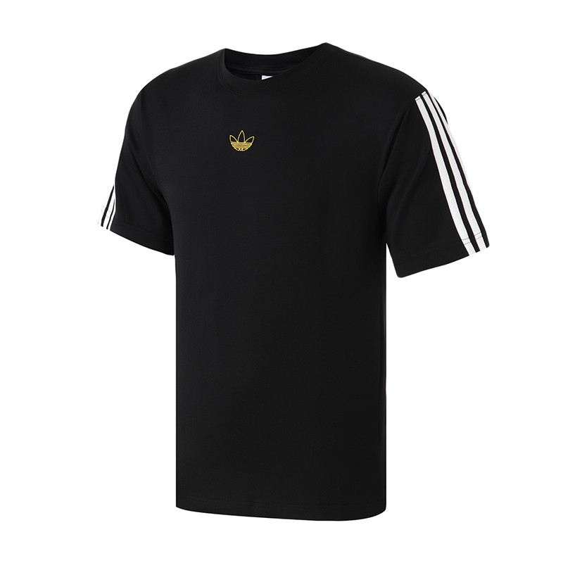 adidas阿迪达斯三叶草男装王嘉尔同款运动服小LOGO短袖T恤DV3262 XXL DV3262黑+白