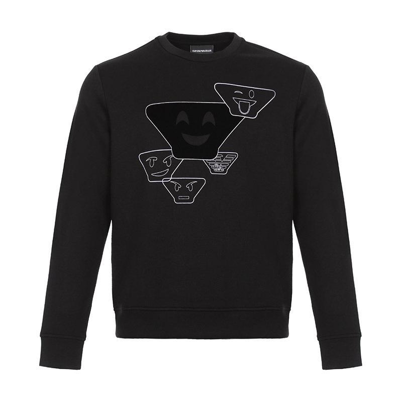 EMPORIO ARMANI 阿玛尼 男士混纺圆领长袖卫衣运动衫 6Z1MS2 1JTYZ 0999-黑色 XS