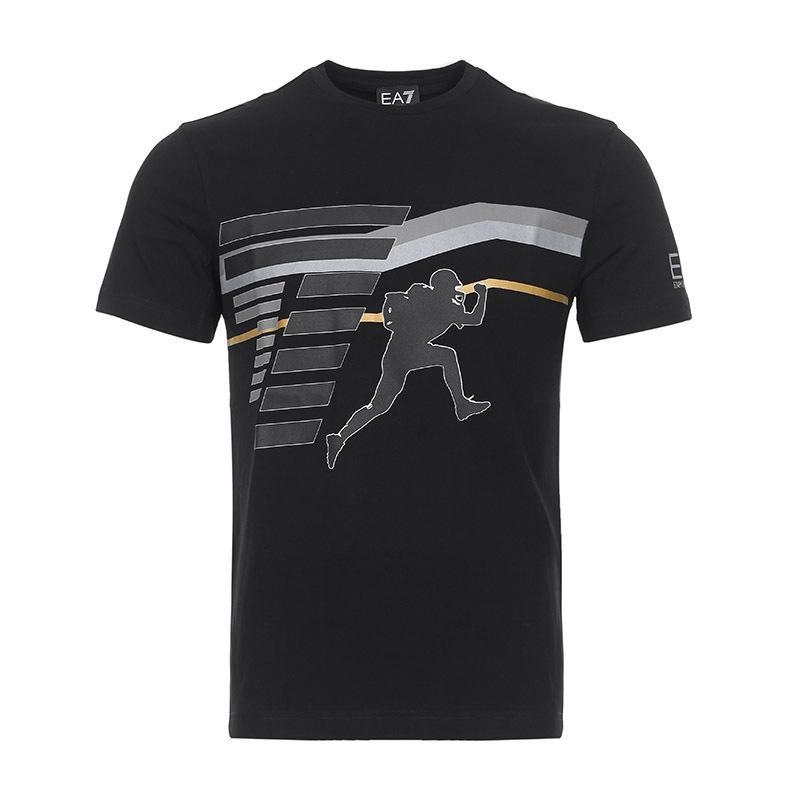 EMPORIO ARMANI EA7 阿玛尼 男士棉质圆领短袖T恤衫 6ZPT35 PJ18Z 1200-黑色多色拼色 XS