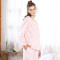 红豆居家(Hodohome)女士家居服套装春夏女士纯棉长袖休闲碎花蕾丝圆领薄款睡衣套装 160cm 粉色