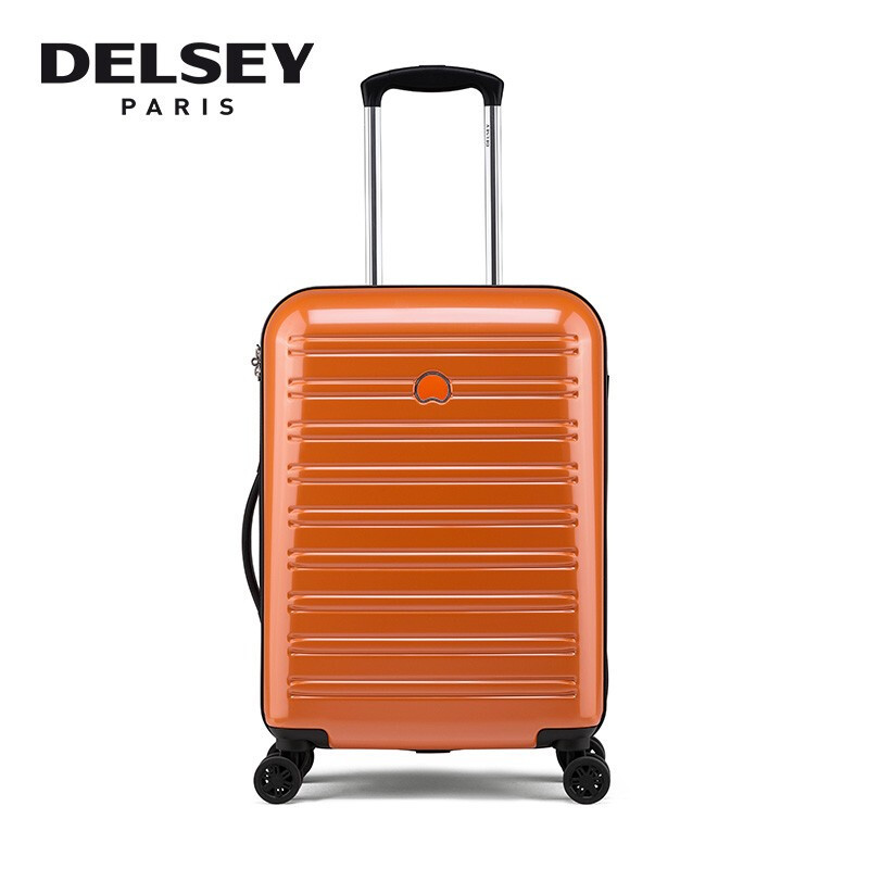法国大使（Delsey）拉杆箱万向轮行李箱可拆内衬超轻密码箱双层防爆拉链旅行箱2038 亮泽橘色 20英寸无侧把-【登机箱】