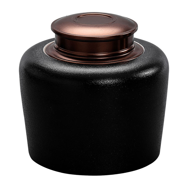 博为 茶叶罐 陶瓷大号茶罐普洱茶盒 铝合金盖子 明霁(黑)高清实拍图