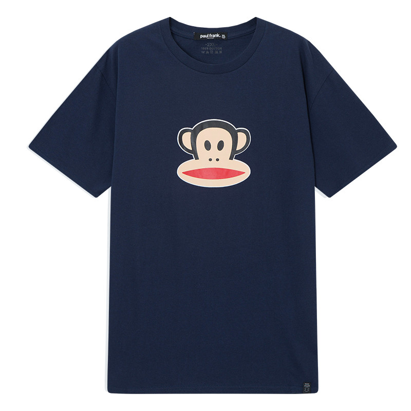 PaulFrank/大嘴猴短袖T恤男2019夏季新款宽松港风半袖打底衫上衣 藏青色 XXL