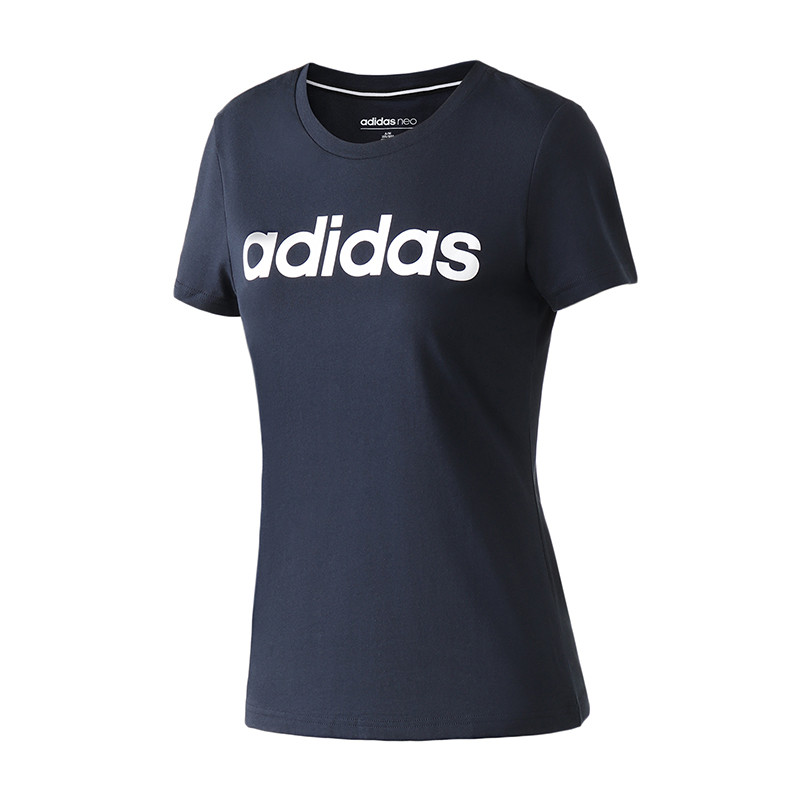 adidas阿迪达斯NEO女装新款运动休闲短袖T恤DW7942 XS DW7942传奇墨水蓝+白