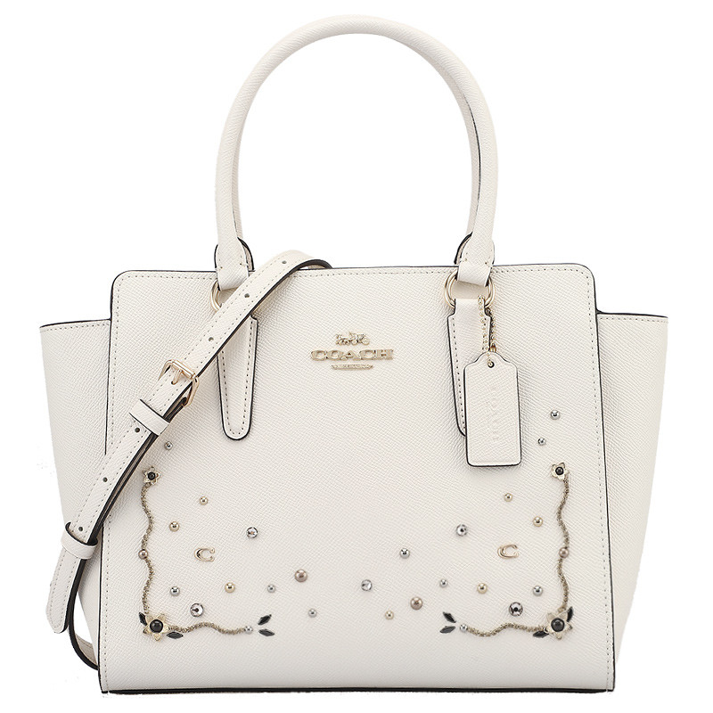 COACH 蔻驰 奢侈品 欧美时尚女士手提包白色皮革手拿单肩斜挎杀手包 白色F49061IMCAH