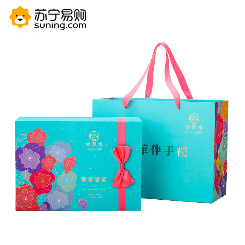 香港锦华-臻享豪宴（鲜肉粽 栗肉粽 豆沙粽 蜜枣粽 绿豆饼 红麟福饼 海鸭蛋黄）990g SZ