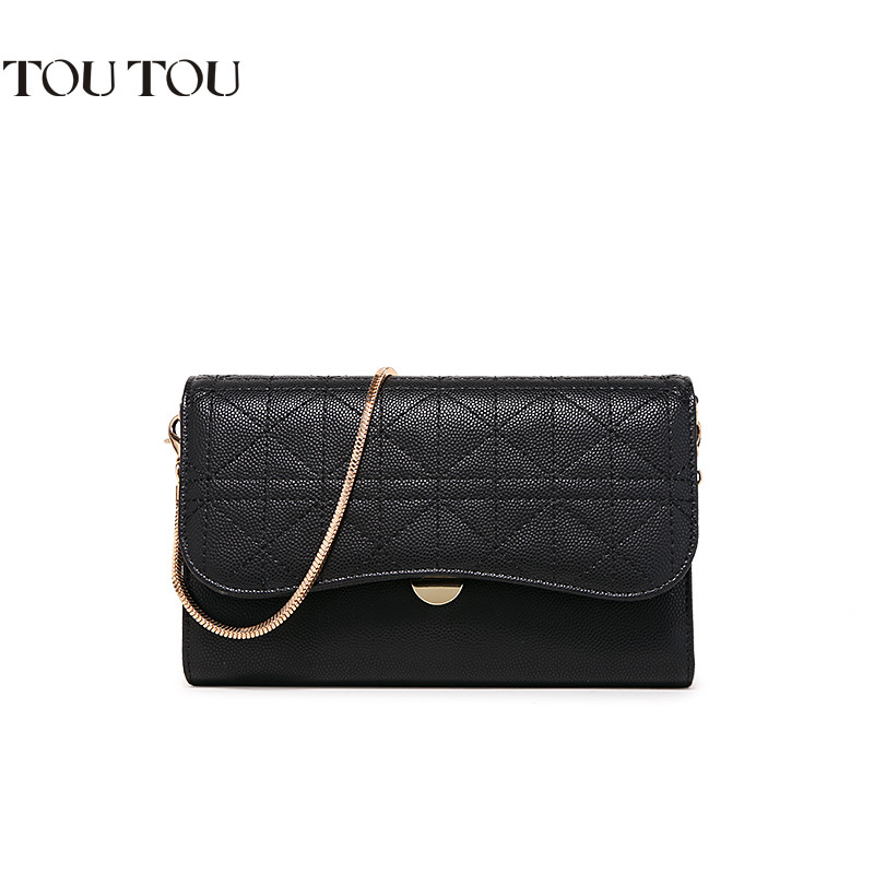 TOUTOU2019新款迷你包包女chic链条包ins小清新百搭单肩斜挎包小 暗夜黑