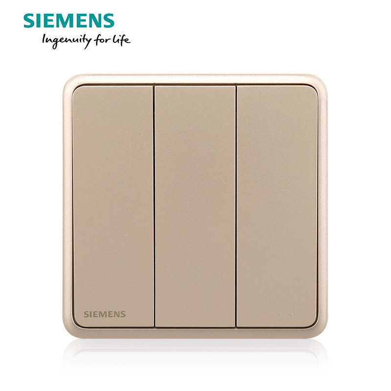 西门子（SIEMENS）开关电源插座86型面板灵蕴系列日曜金五孔USB一开带16A空调插 三开单控 灵蕴日耀金系列