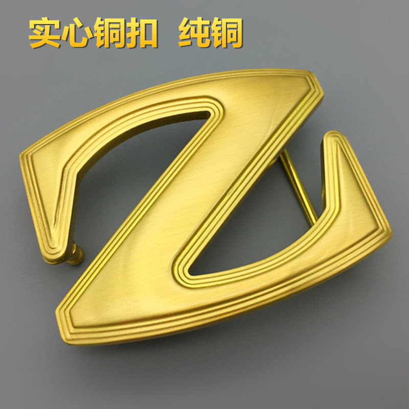 PORDI宝迪皮带扣头男板扣腰带正品平滑扣男士裤带头高档纯铜4.0cn 金色，3号 4.0cn