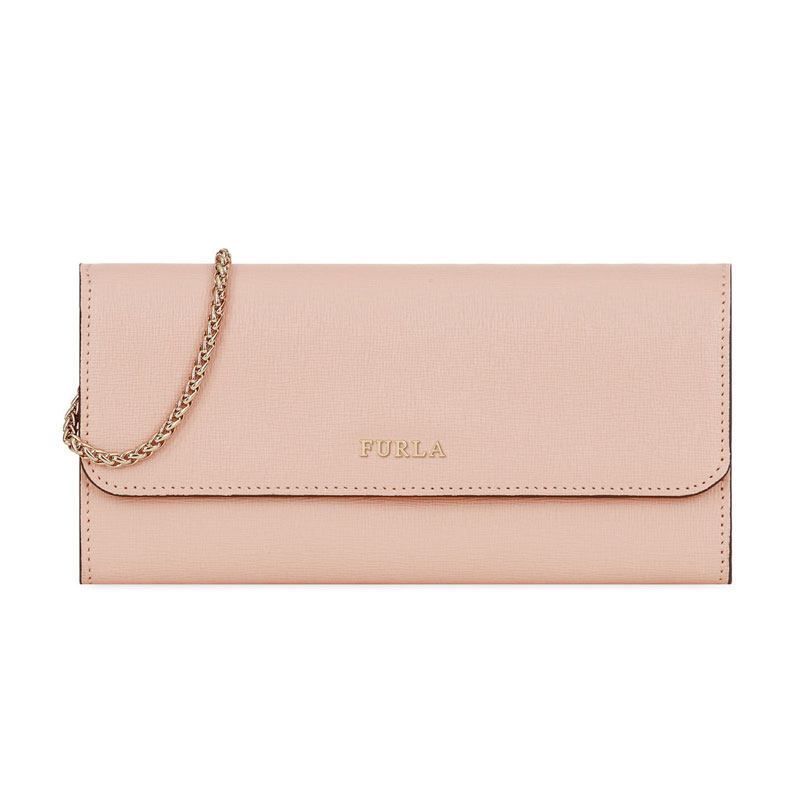 FURLA/芙拉FURLABABYLON系列XL号链条斜挎包钱包晚宴包手拿包 浅粉色