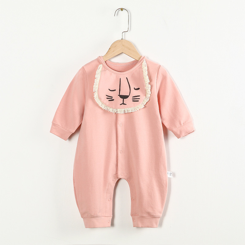 卡伴(Curbblan)童装纯棉婴童连体爬服适合0-3岁幼童 80cm 狮子粉色
