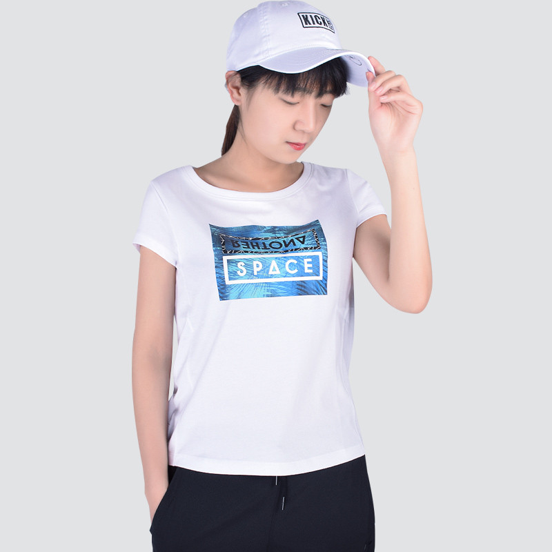 李宁(LI-NING)短袖女夏季圆领T恤简约百搭休闲透气运动半袖AHSP312 AHSP312-1标准白标准白 XXL/180