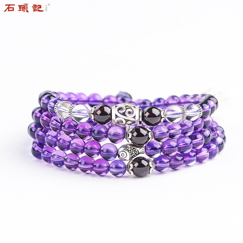 iSTONE/石头记合成紫晶925银饰结缘手珠女多圈紫水晶手链_3 合成紫晶