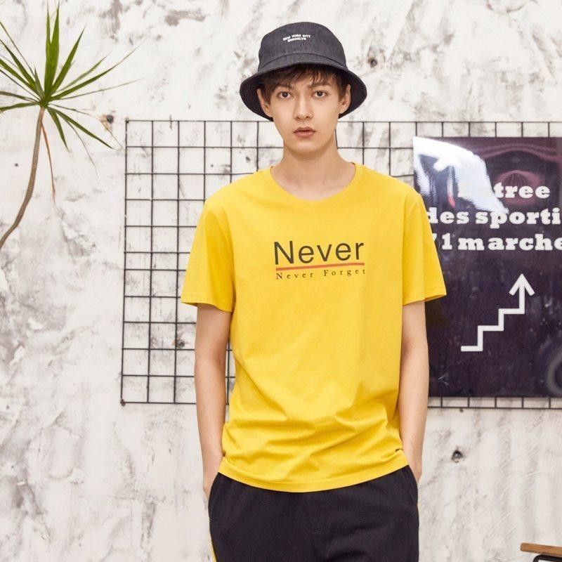 美特斯邦威短袖T恤男2019夏季新款青少年字母印花潮流短袖T恤男_2 170/92A/M 秋收黄