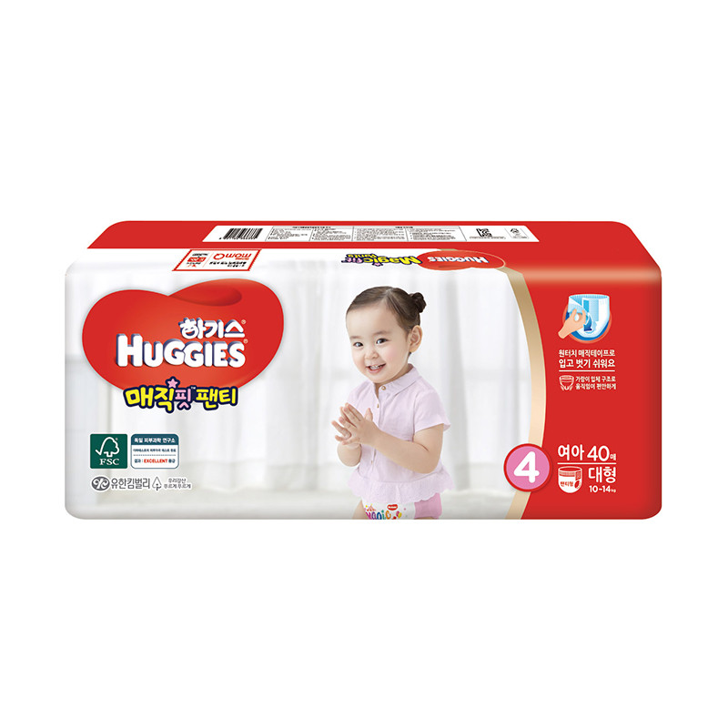 好奇(Huggies)魔法成长裤 大号成长裤 L40片 (9-14kg) 女宝 韩国原装进口