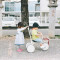 日系风格儿童三轮车宝宝脚踏车小孩自行车无印简约推杆手推童车1-5岁男孩女孩玩具车 白色+推杆+护栏+伞
