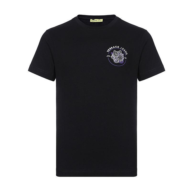 Versace JEANS 范思哲 男士虎头印花棉质圆领短袖T恤 B3GTA73G 36598 899-黑色白色 S