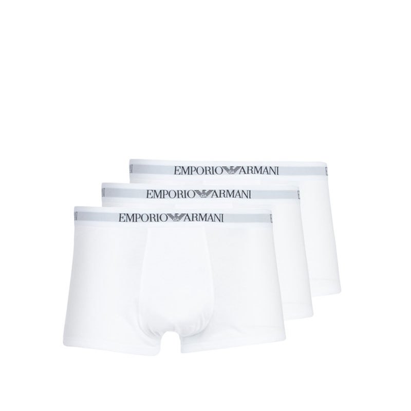 【直营】EMPORIO ARMANI阿玛尼Trunk男士棉质平角内裤平角裤三件装111610 L 白色16510