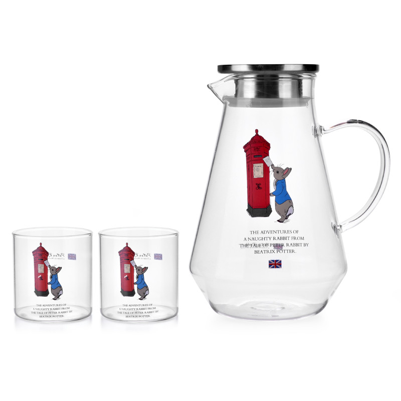 比得兔（PETER RABBIT）经典耐热玻璃冷水壶套装PR-T906 银色