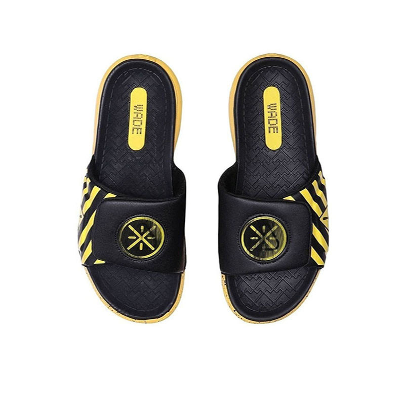 李宁 运动时尚系列 男款运动拖鞋AGAP009潮流拖鞋 标准黑/鲜黄色 9