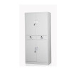 鸿业盛大简约现代大容量中二斗双节文件柜850L*390W*1800H环保喷塑储物柜加厚款可调节层板办公柜 银色