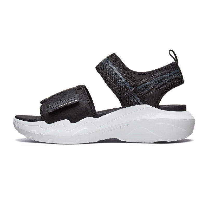Skechers斯凯奇男鞋夏季魔术贴沙滩鞋厚底增高熊猫凉鞋999130 黑色/BLK 39.5