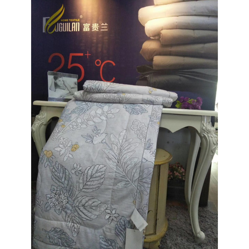 多色#富贵兰家纺冰丝绸夏凉被空调被薄被子春秋被夏天被 树叶（藕色） 1.8m床