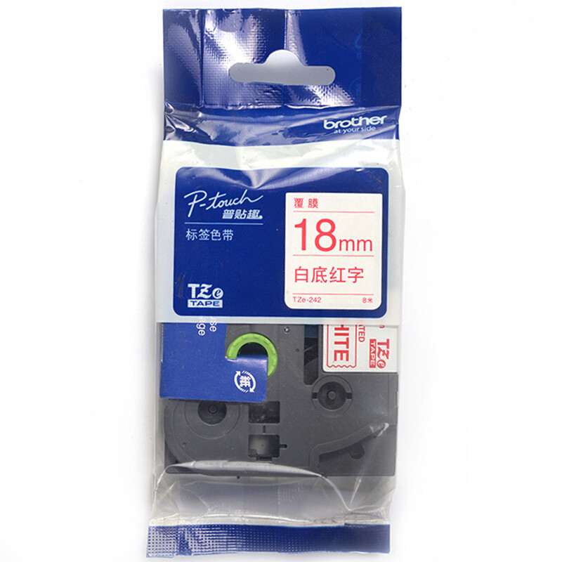 兄弟(Brother) TZE-242 白底红字18mm 标签色带 （计价单位：盒） 白