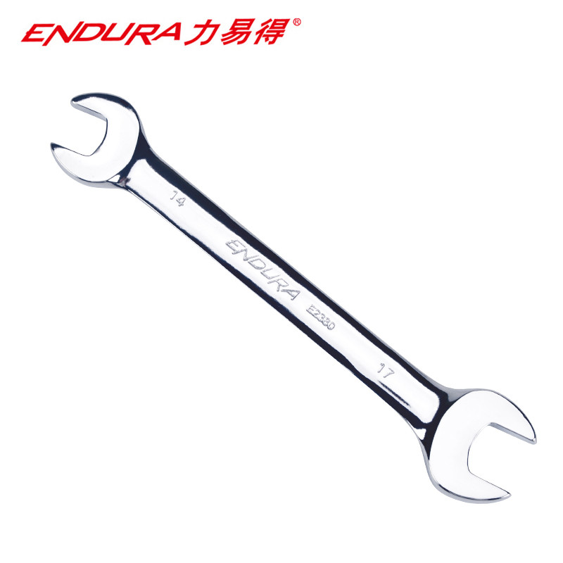 力易得（ENDURA）全抛光铬钒钢双开扳手 双头呆扳手21*23mm 货号E2385