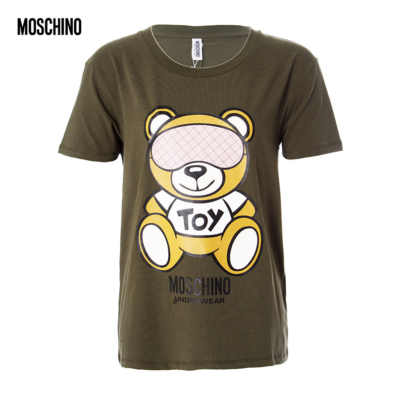 MoschinoUnderwear莫斯奇诺套头小熊款印花女士圆领短袖T恤 M 军绿