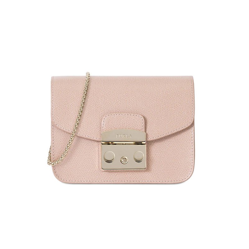 FURLA/芙拉METROPOLIS系列迷你斜挎链条小方包 烟粉色