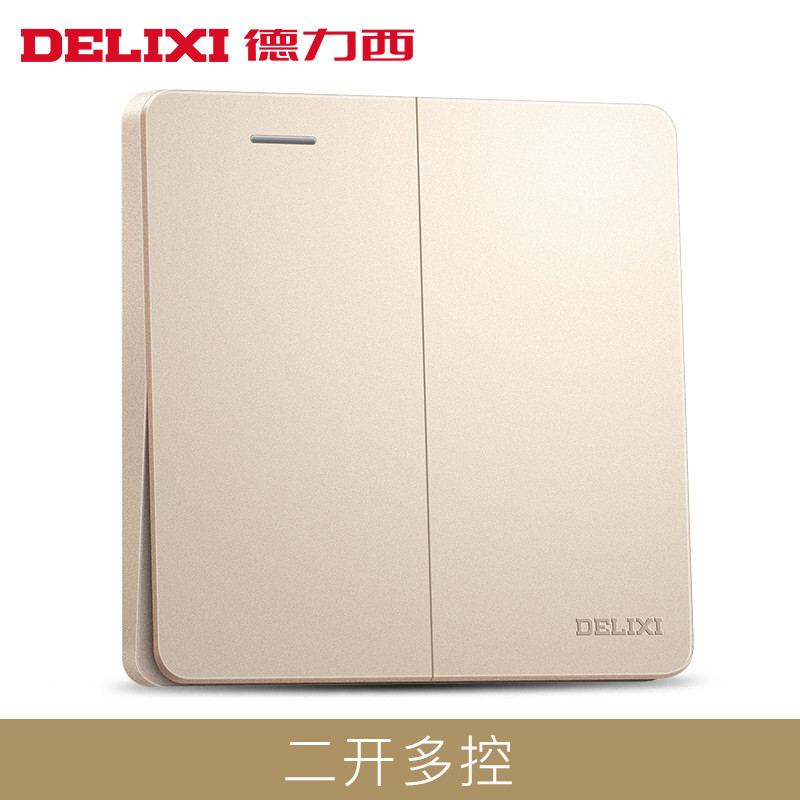 德力西(DELIXI)开关插座面板 电源插座CD821 香槟金系列 其他86型插座面板 五孔插座套装 CD821香槟金 CD821香槟金 二开多控